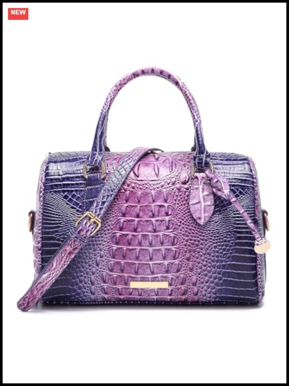 Crocodile Embossed Vegan Leather Top Handle Shoulder Purse Tote Bag